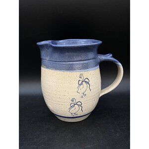 Corbett Large Pottery 7” Pitcher Hand Painted Geese Signed Vintage